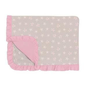 NEW KICKEE ruffle toddler blanket in latte starfish